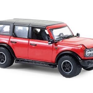 2024 Ford Bronco Badlands 4-Door Hot Pepper Red with Gray Top "Showroom Floor" Series 7 1/64 Diecast Model Car by Greenlight from the Ford store collection.