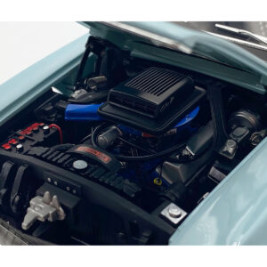 1969 Ford Mustang Mach 1 428 Cobra Jet Aztec Aqua Blue with Black Hood Limited Edition to 400 pieces Worldwide 1/18 Diecast Model Car by ACME from the Ford store collection.