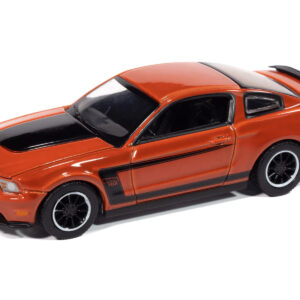 2012 Ford Mustang Boss 302 Competition Orange with Black Accents "Modern Muscle" Series 1/64 Diecast Model Car by Auto World from the Ford store collection.