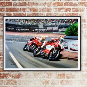 Glenn Irwin and Davey Todd NW200 Limited Edition Motorcycle Art Print from the Sports Car Racing Art store collection.