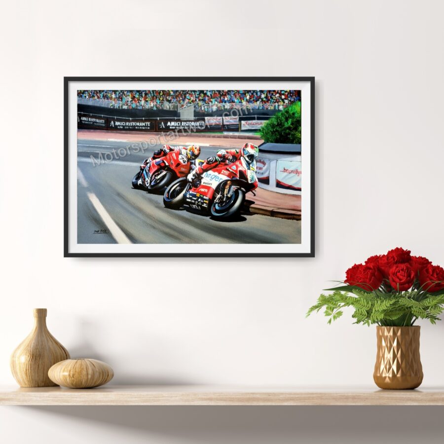 Glenn Irwin and Davey Todd NW200 Limited Edition Motorcycle Art Print Ducati MotoGP Team