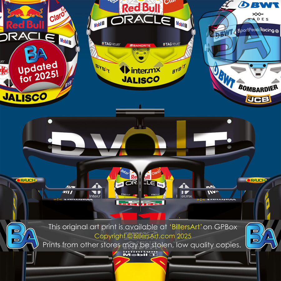 Sergio Perez Formula 1 Career Celebration Very High Quality Illustration Print Formula 1 Memorabilia
