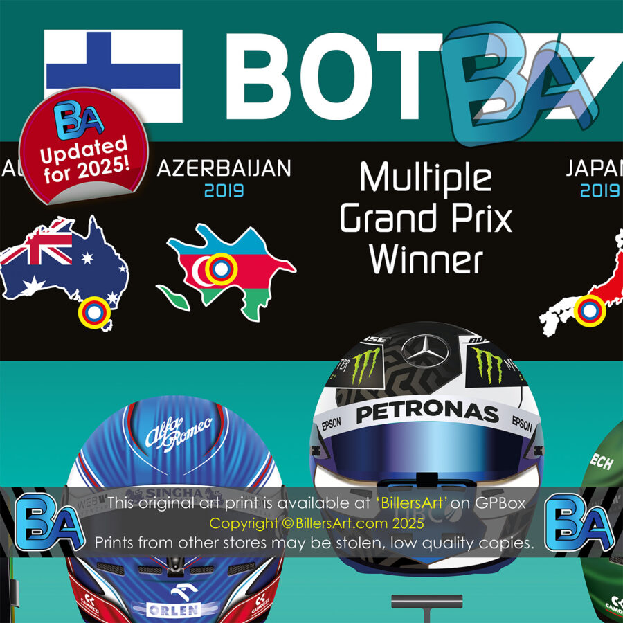 Valtteri Bottas Formula 1 Career Celebration Very High Quality Illustration Print F1 Art