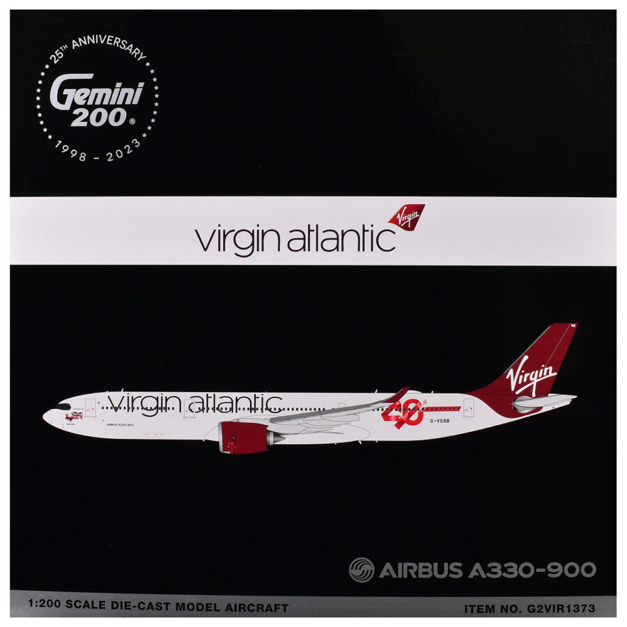 Airbus A330-900 Commercial Aircraft "Virgin Atlantic" (G-VSRB) Gray with Red Tail "Gemini 200" Series 1/200 Diecast Model Airplane by GeminiJets Automotive