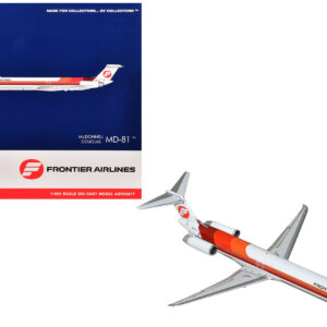 McDonnell Douglas MD-81 Commercial Aircraft "Frontier Airlines" (N859HA) White with Stripes 1/400 Diecast Model Airplane by GeminiJets  by Diecast Mania