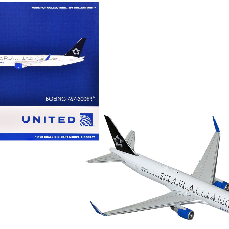 Boeing 767-300ER Commercial Aircraft "United Airlines Star Alliance" (N76516) White with Black Tail 1/400 Diecast Model Airplane by GeminiJets Automotive