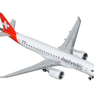 Embraer E190-E2 Commercial Aircraft "Helvetic Airways" (HB-AZC) White with Red Tail 1/400 Diecast Model Airplane by GeminiJets from the Sports Car Racing Model Cars store collection.