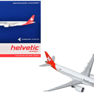 Embraer E190-E2 Commercial Aircraft "Helvetic Airways" (HB-AZC) White with Red Tail 1/400 Diecast Model Airplane by GeminiJets from the Sports Car Racing Model Cars store collection.