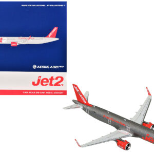 Airbus A321neo Commercial Aircraft "Jet2" (G-SUNO) Gray Metallic with Red Tail 1/400 Diecast Model Airplane by GeminiJets by Diecast Mania