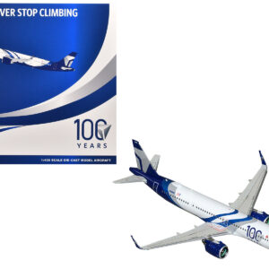 Airbus A321neo Commercial Aircraft "Delta Air Lines 100 Years" (N589DT) White and Blue with Stripes 1/400 Diecast Model Airplane by GeminiJets  by Diecast Mania