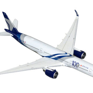 Airbus A350-900 Commercial Aircraft "Delta Air Lines 100 Years" (N527DN) White and Blue with Stripes 1/400 Diecast Model Airplane by GeminiJets  by Diecast Mania