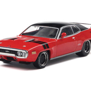 1971 Plymouth GTX Rally Red with Black Top and Stripes 1/43 Diecast Model by IXO Models from the WRC & Rally store collection.