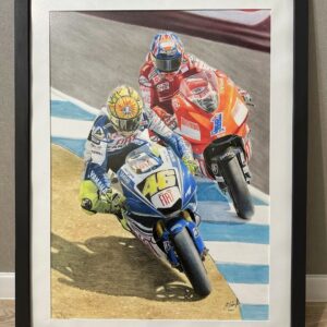 Valentino Rossi vs Casey Stoner "The legendary overtake" MotoGp art  by Anton Savchuk