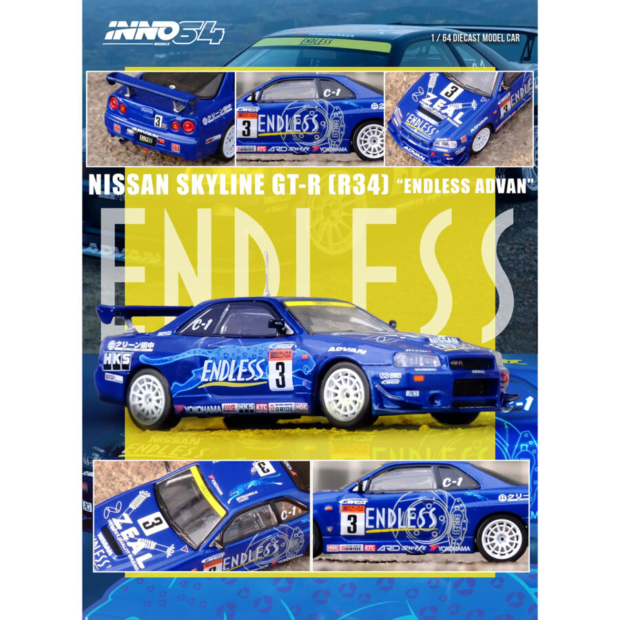 Nissan Skyline GT-R (R34) RHD (Right Hand Drive) #3 "Endless Advan" Winner "Super Taikyu Series" (2002) 1/64 Diecast Model Car by Inno Models Automotive