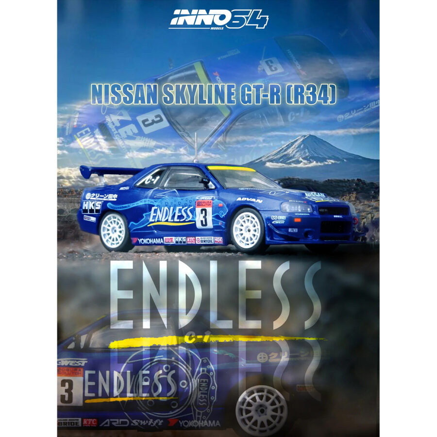 Nissan Skyline GT-R (R34) RHD (Right Hand Drive) #3 "Endless Advan" Winner "Super Taikyu Series" (2002) 1/64 Diecast Model Car by Inno Models Automotive