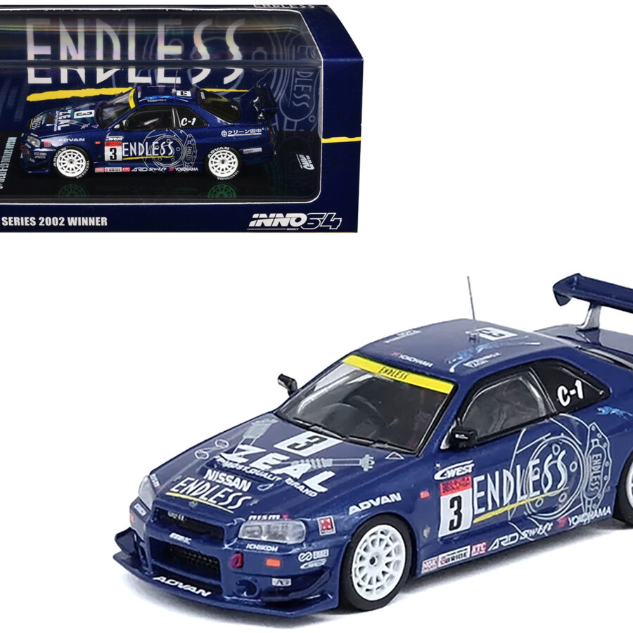 Nissan Skyline GT-R (R34) RHD (Right Hand Drive) #3 "Endless Advan" Winner "Super Taikyu Series" (2002) 1/64 Diecast Model Car by Inno Models Automotive