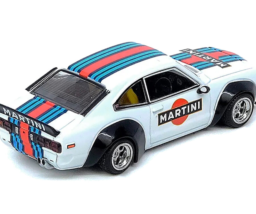 Mazda RX-3 Savanna RHD (Right Hand Drive) "Martini Racing Livery" White with Red and Blue Stripes 1/64 Diecast Model Car by Inno Models Automotive