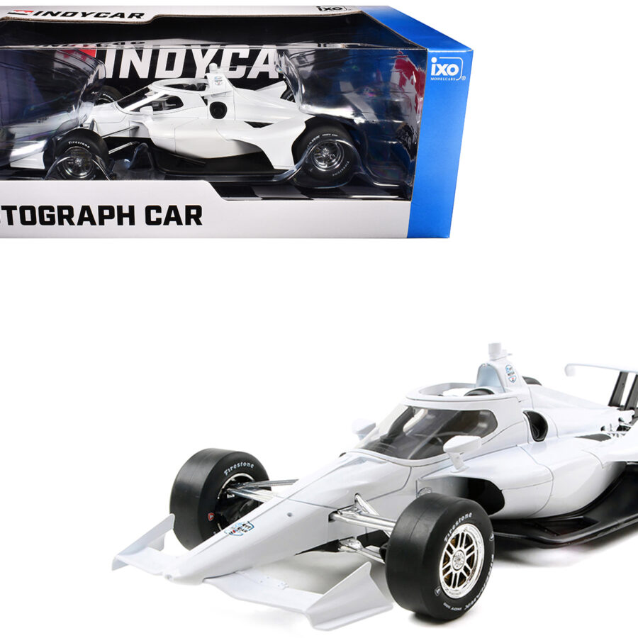 Dallara IndyCar Blank White "Autograph Car" (Super Speedway Configuration) "NTT IndyCar Series" 1/18 Diecast Model Car by IXO Models Automotive