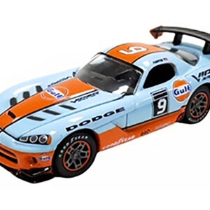 2008 Dodge Viper SRT10 #9 "Gulf Oil" Light Blue and Orange Limited Edition to 2496 pieces Worldwide 1/64 Diecast Model Car by Johnny Lightning from the Sports Car Racing Model Cars store collection.