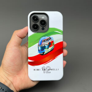 Kimi Antonelli 2025 Helmet Phone Case – Italian Flag Mercedes F1 Rookie Tribute – by DIZZYCASE from the F1 Official Merchandise store collection.