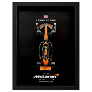 Mclaren Formula One Team MCL38 Lando Norris Miami Grand Prix 2024 Handmade Framed Artwork from the F1 Model Cars store collection.