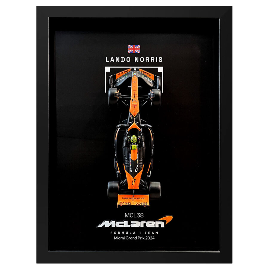 Mclaren Formula One Team MCL38 Lando Norris Miami Grand Prix 2024 Handmade Framed Artwork Automotive