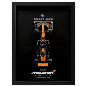 Mclaren Formula One Team MCL38 Oscar Piastri Miami Grand Prix 2024 Handmade Framed Artwork from the F1 Model Cars store collection.