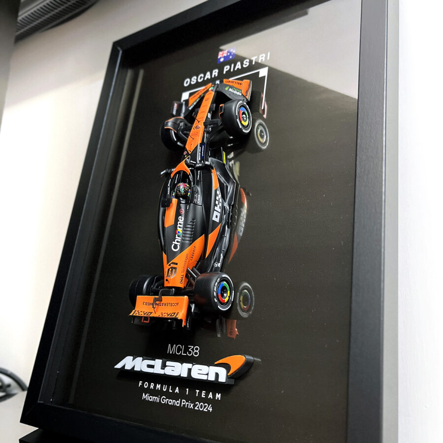 Mclaren Formula One Team MCL38 Oscar Piastri Miami Grand Prix 2024 Handmade Framed Artwork F1 Jackets