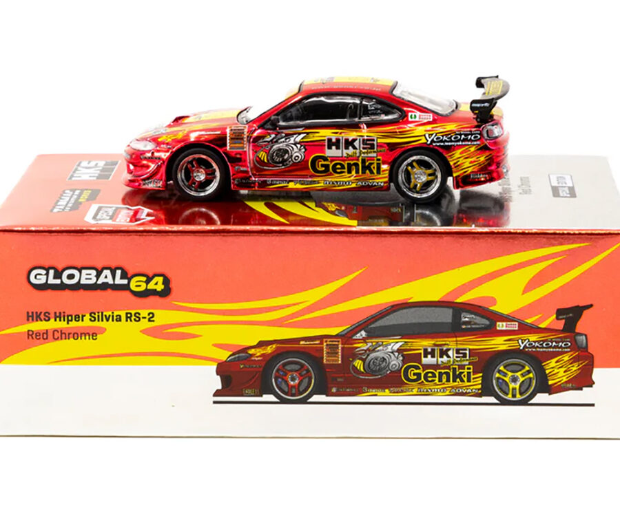 Nissan HKS Hiper Silvia RS-2 RHD (Right Hand Drive) "Tokyo Auto Salon 2025 Special Edition" Red Chrome "Global64" Series 1/64 Diecast Model by Tarmac Works Automotive