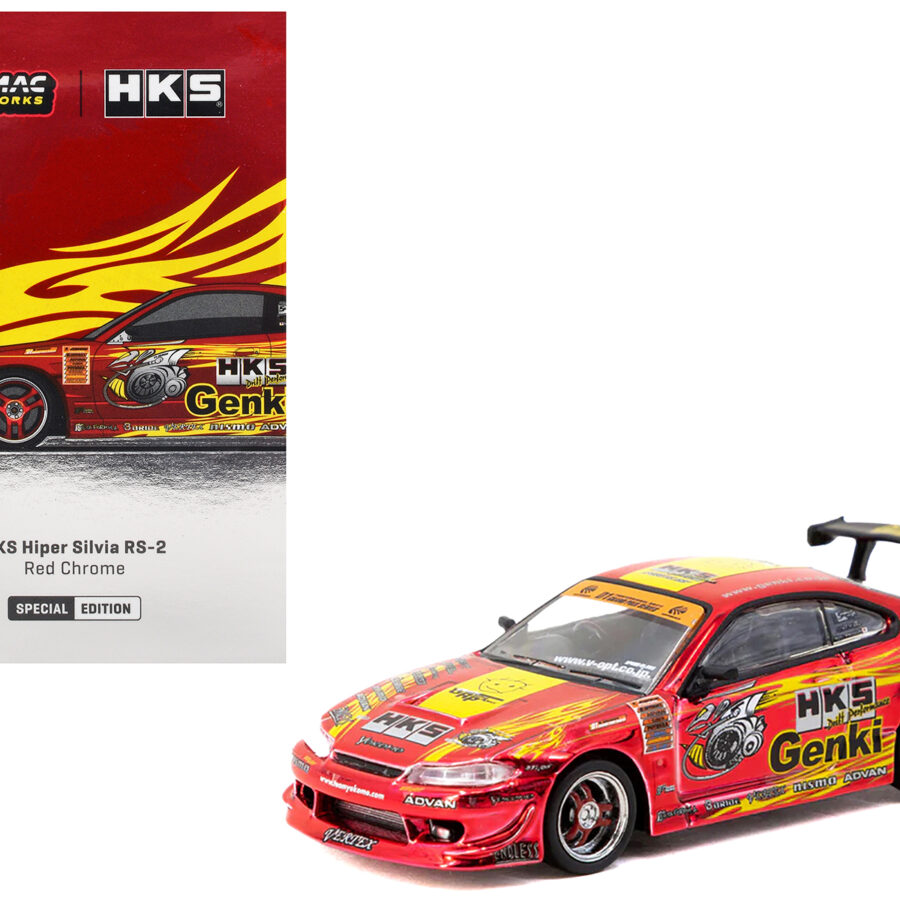 Nissan HKS Hiper Silvia RS-2 RHD (Right Hand Drive) "Tokyo Auto Salon 2025 Special Edition" Red Chrome "Global64" Series 1/64 Diecast Model by Tarmac Works Automotive