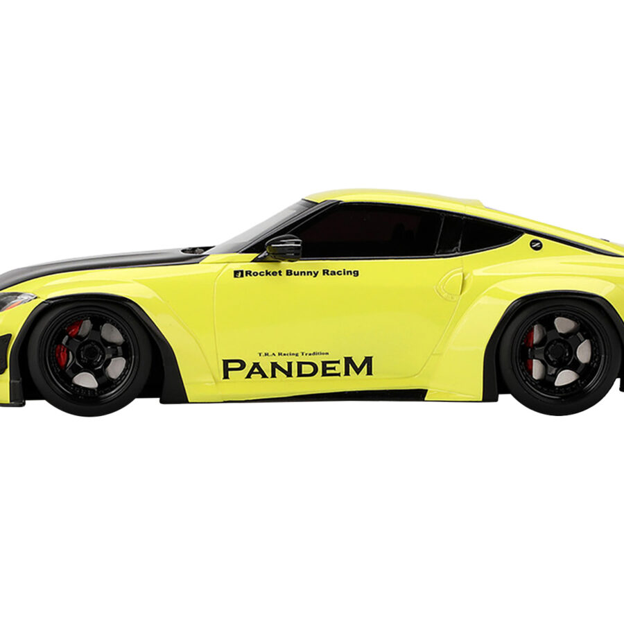 Nissan Z (RZ34) "Pandem" Ikazuchi Yellow with Matt Black Hood 1/18 Model Car by Top Speed Automotive
