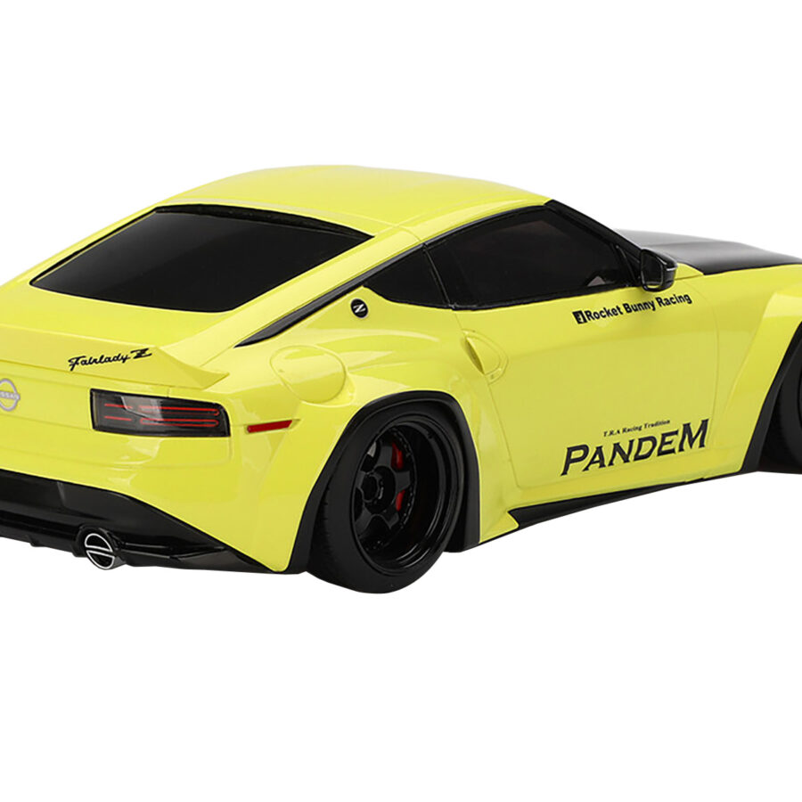 Nissan Z (RZ34) "Pandem" Ikazuchi Yellow with Matt Black Hood 1/18 Model Car by Top Speed Automotive