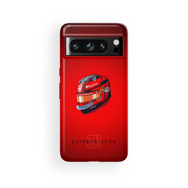 Esteban Ocon 2025 Helmet Phone Case – Red Haas F1 Driver Edition – Motorsport Gear by DIZZYCASE BMW