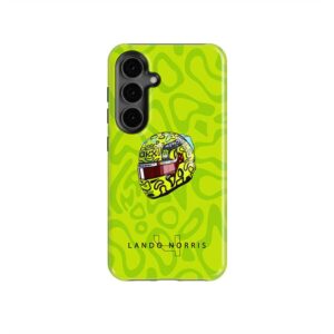 Lando Norris 2025 Helmet Phone Case – Neon Yellow McLaren F1 Design – Official Driver Gear by DIZZYCASE from the Sports Car Racing Helmets store collection.