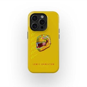 Lewis Hamilton 2025 Helmet Phone Case – Yellow Ferrari Debut Design – F1 Champion Tribute by DIZZYCASE from the Sports Car Racing Helmets store collection.