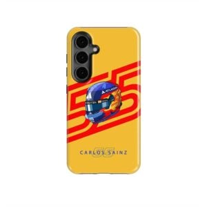 Carlos Sainz 2025 Helmet Phone Case – Bold Yellow Williams Tribute Design – F1 Gear by DIZZYCASE from the Sports Car Racing Helmets store collection.