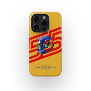 Carlos Sainz 2025 Helmet Phone Case – Bold Yellow Williams Tribute Design – F1 Gear by DIZZYCASE from the Sports Car Racing Helmets store collection.