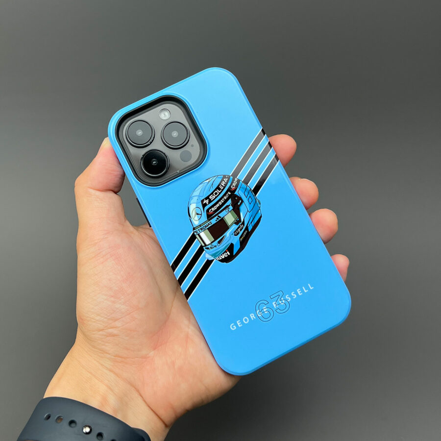 George Russell 2025 Helmet Phone Case – Light Blue Mercedes Tribute – Official F1 Design by DIZZYCASE F1 Jackets