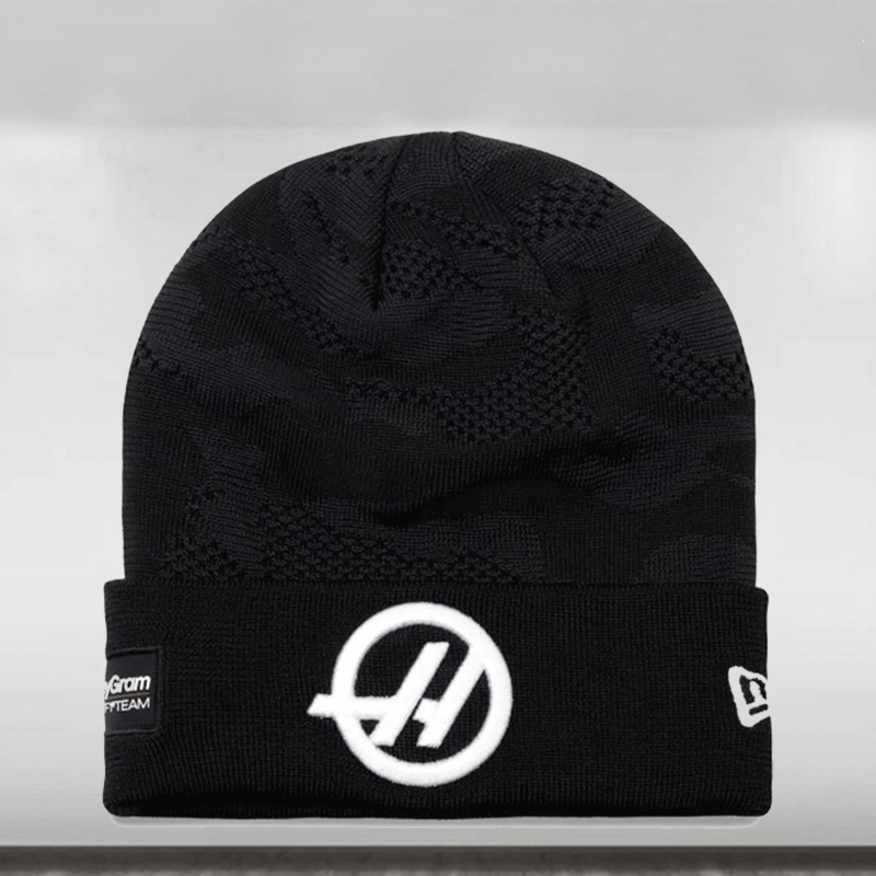 2025 New Era X Haas F1 Camo Cuff Beanie from the Haas F1 Team store collection.