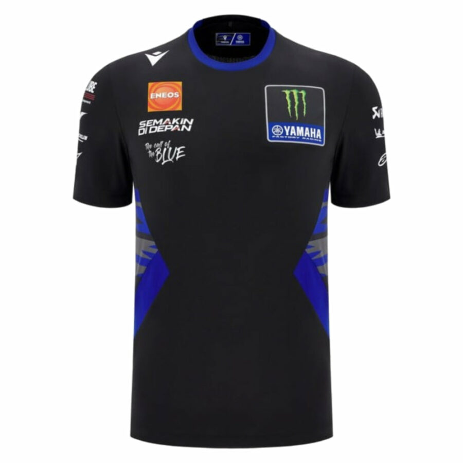 2025 Yamaha Factory Racing Poly Team SS Shirt - Black/Royal - Medium Adults Sports Car Racing Clothing