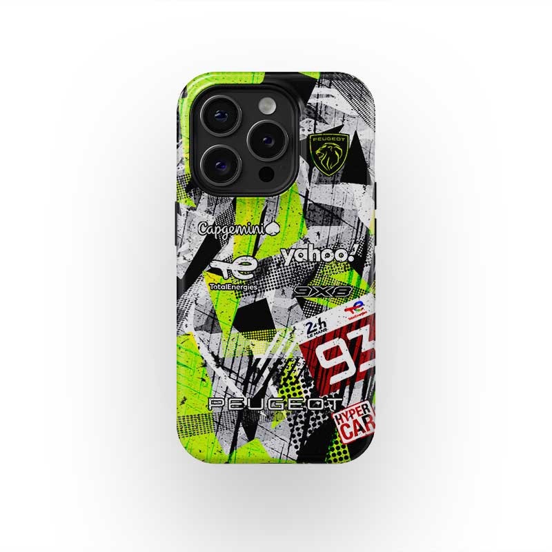 Peugeot 9X8 #93 Le Mans 2024/25 Phone Case – Race-Worn Camo Livery Edition from the WRC & Rally store collection.