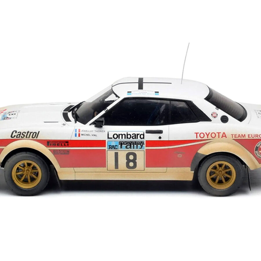 Toyota Celica 2000 GT (RA21) #18 Jean-Luc Therier - Michel Vial (Dirty Version) "RAC Rally" (1977) 1/18 Diecast Model Car by IXO Models WRC & Rally