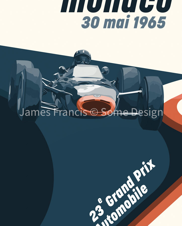 Monaco 1965, Graham Hill, BRM poster F1 Art