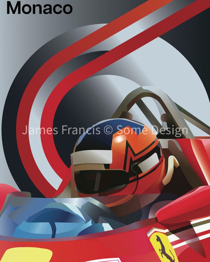Monaco 1981, Gilles Villeneuve, Ferrari poster from the Sports Car Racing Posters & Prints store collection.