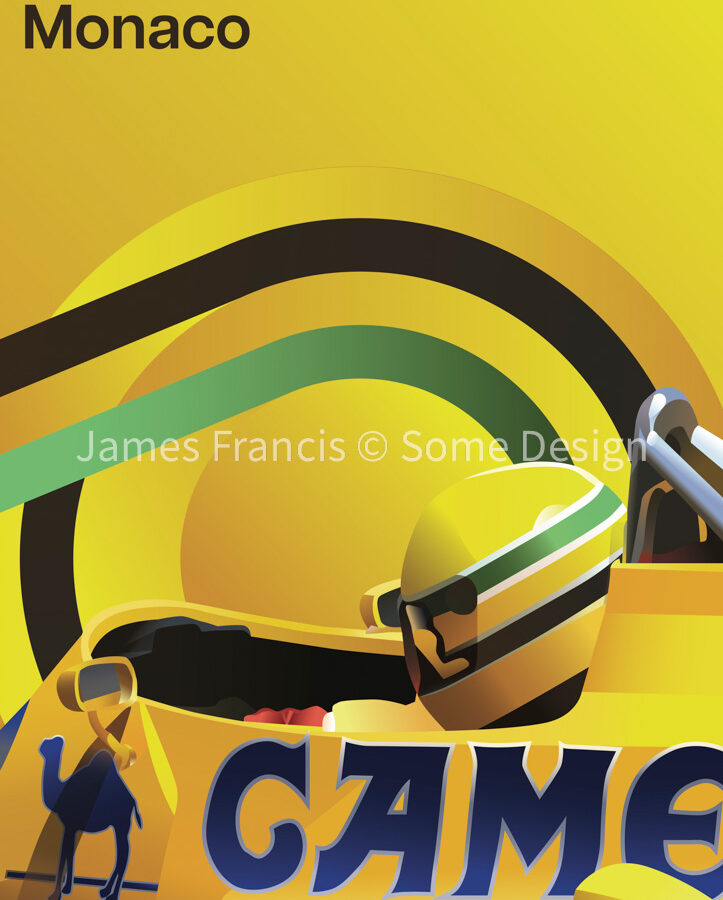 Monaco 1987, Ayrton Senna, Lotus poster from the Sports Car Racing Art store collection.