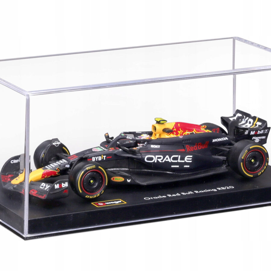 Red Bull Racing RB20 #11 Sergio Perez "Oracle" Formula One F1 World Championship (2024) with Driver Figure and Display Case "Race" Series 1/43 Diecast Model Car by Bburago Red Bull Racing