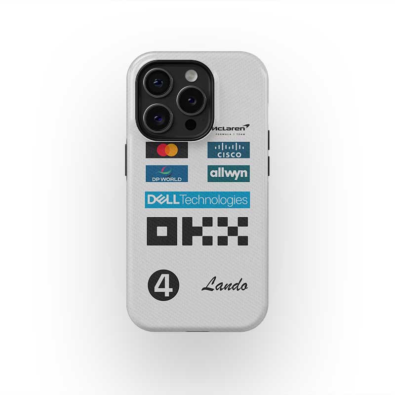 Lando Norris 2025 Monaco GP Phone Case – McLaren White Race Suit Edition from the Porsche store collection.