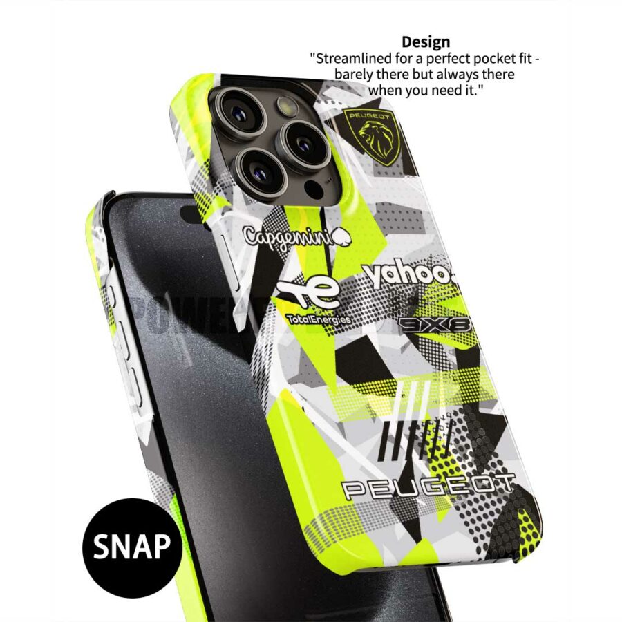 Peugeot 9X8 Hypercar Phone Case – Fragmented Pattern Design WEC & Le Mans Memorabilia