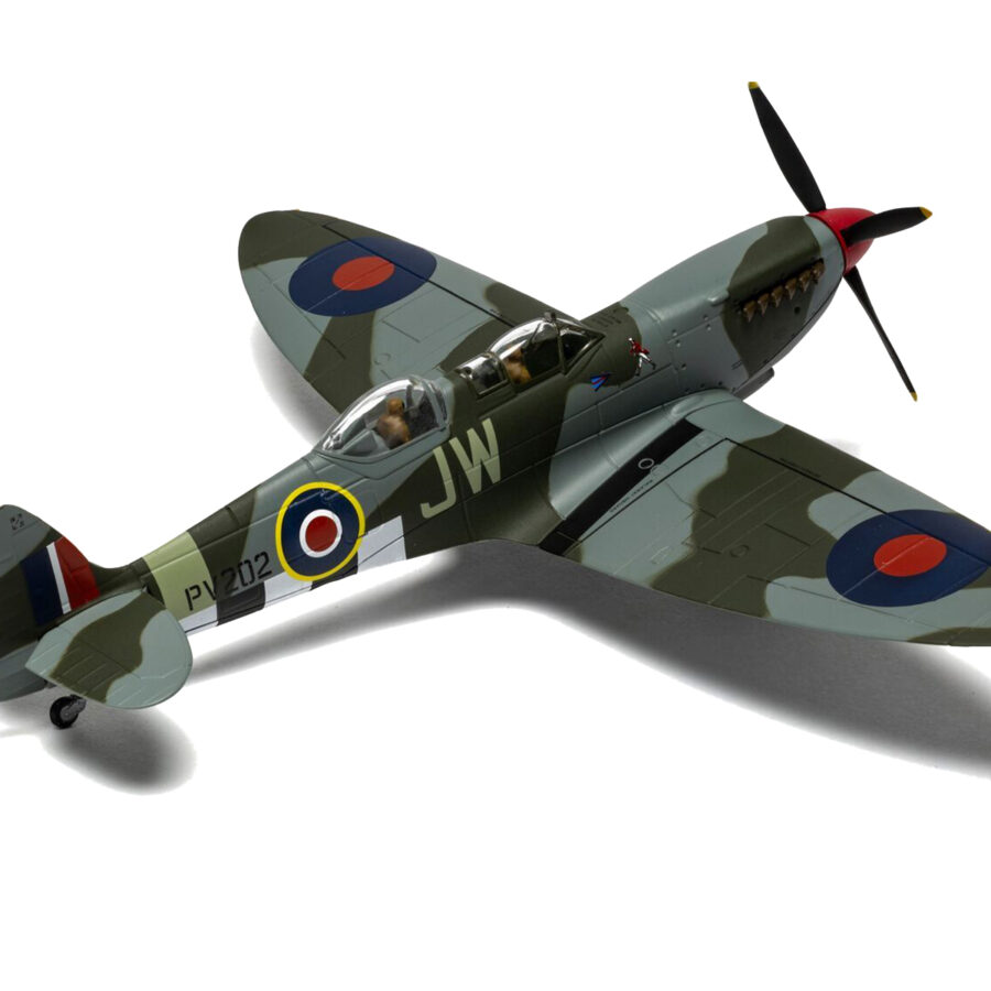 Supermarine Spitfire T.9 Aircraft "PV202 Aerial Collective at Duxford Airfield" British Royal Air Force "The Aviation Archive" Series 1/72 Diecast Model by Corgi from the Ford store collection.