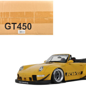 2023 Porsche 911 RWB Body Kit Yellow with Black Stripes 1/18 Model Car by GT Spirit  by Diecast Mania